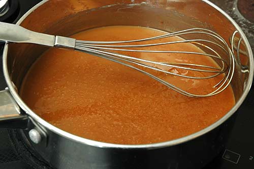 The finished roux, deeply browned (but not burnt!), very aromatic and nutty.